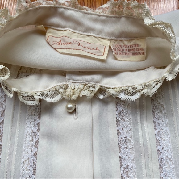 Vintage tucked lace insert blouse - Picture 2 of 5